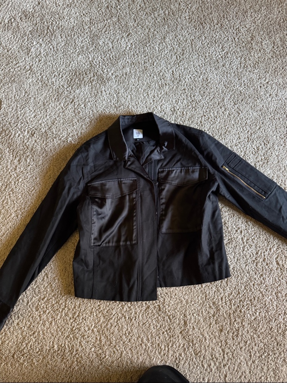 CAbi Black Cropped Utility Jacket